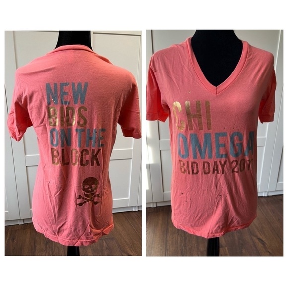 EUC Women’s Chi Omega XO Sorority Bid Day T-Shirt American Apparel Size Small - Picture 2 of 7